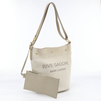 SAINT LAURENT 669299 Shoulder Bag Rive Gauche With porch canvas, leather beige Women