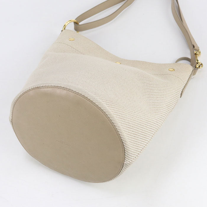 SAINT LAURENT 669299 Shoulder Bag Rive Gauche With porch canvas, leather beige Women