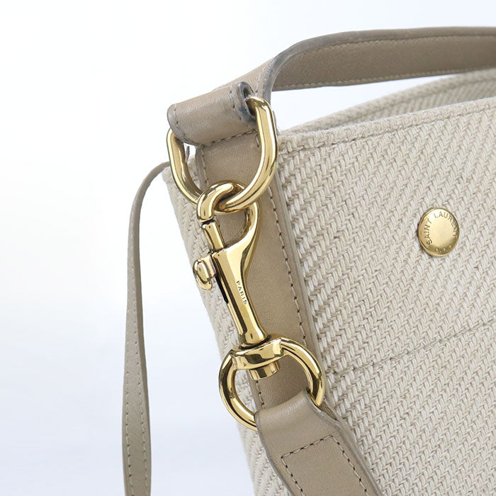 SAINT LAURENT 669299 Shoulder Bag Rive Gauche With porch canvas, leather beige Women