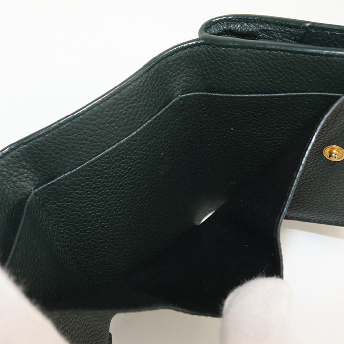 SAINT LAURENT 669959 Origami Tiny Wallet YSL line Three fold leather green Women