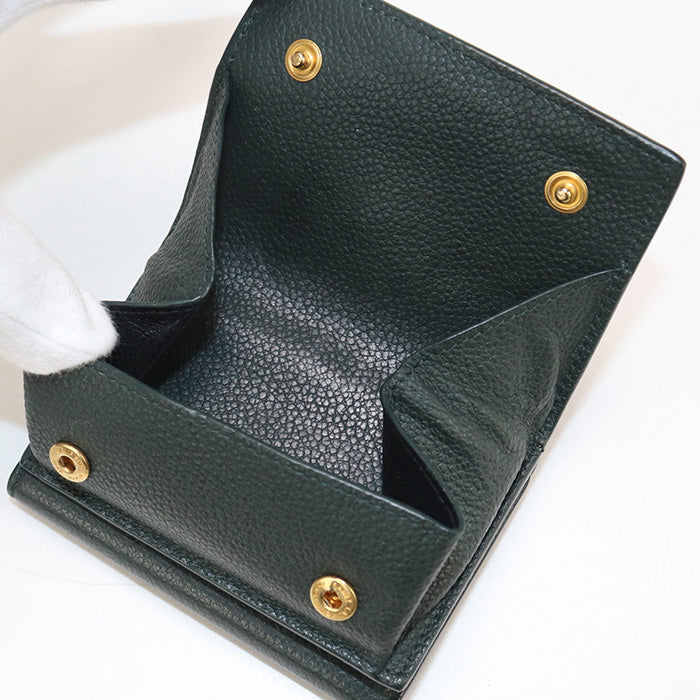 SAINT LAURENT 669959 Origami Tiny Wallet YSL line Three fold leather green Women