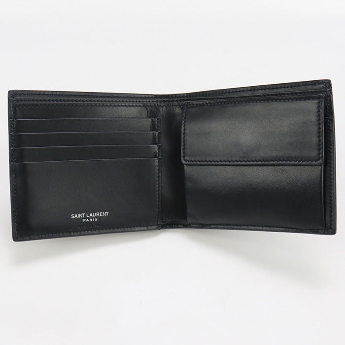 SAINT LAURENT 610193 East-West Wallet Tiny Cassandra Folded wallet black mens