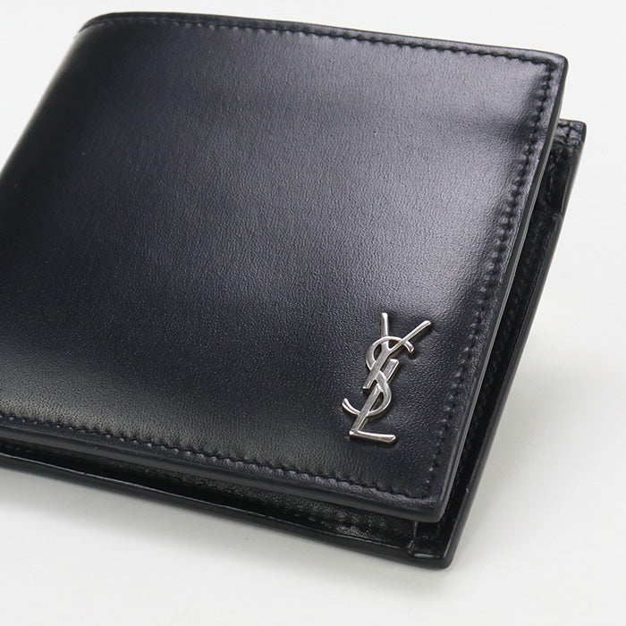 SAINT LAURENT 610193 East-West Wallet Tiny Cassandra Folded wallet black mens