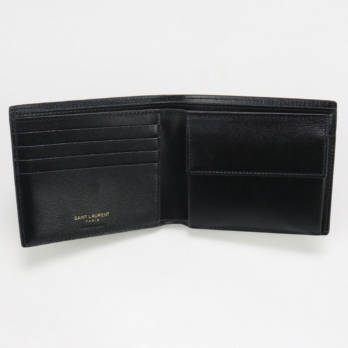 SAINT LAURENT 610193 East-West Wallet Tiny Cassandra Folded wallet black mens