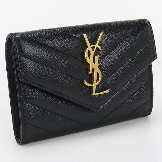 SAINT LAURENT 414404BOW011000 Bifold wallet Envelope Monogram Small leather black Women