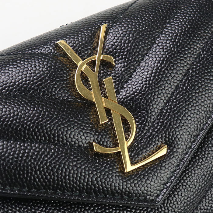 SAINT LAURENT 414404BOW011000 Bifold wallet Envelope Monogram Small leather black Women