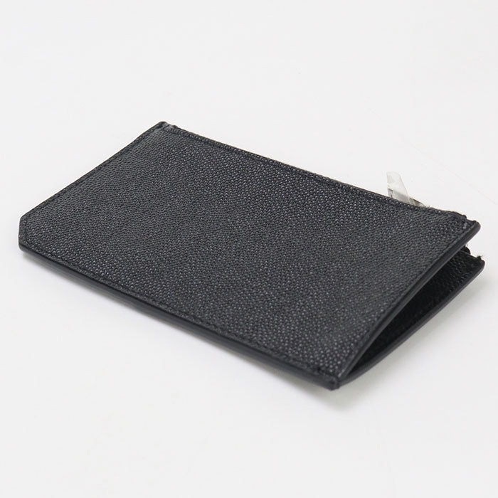 SAINT LAURENT 609362 Fragment Zip Card Case Coin Pocket leather black mens