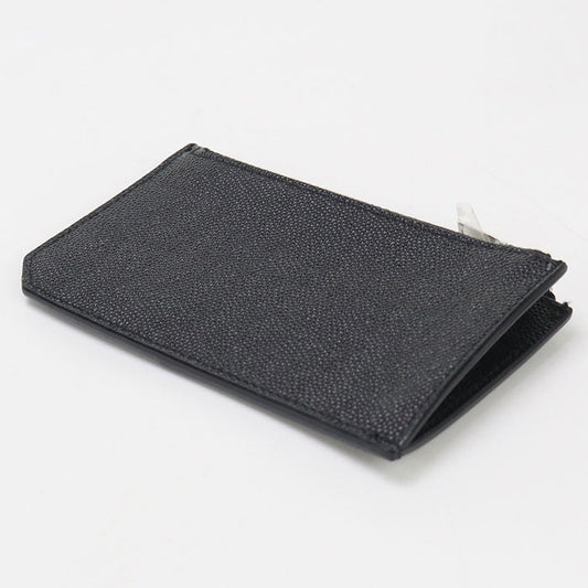 SAINT LAURENT 609362 Fragment Zip Card Case Coin Pocket leather black mens