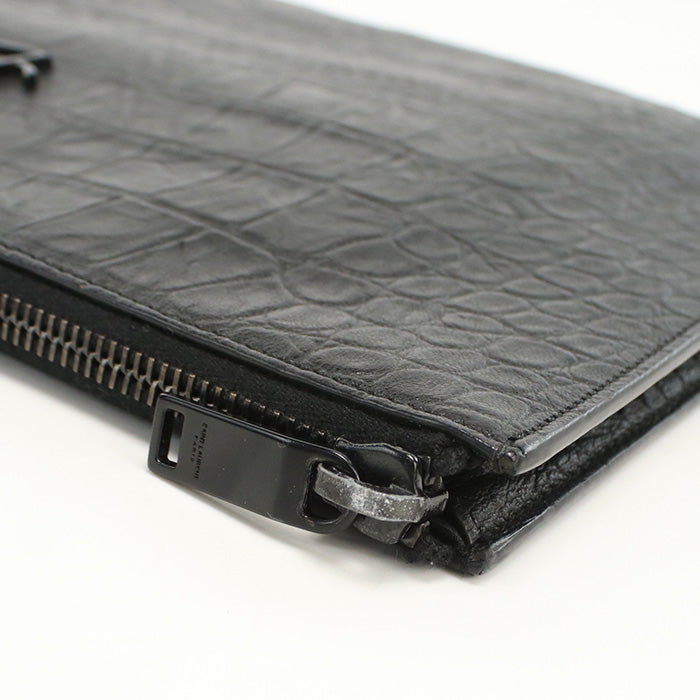 SAINT LAURENT 453249 Clutch bag leather/Croco embossed black unisex