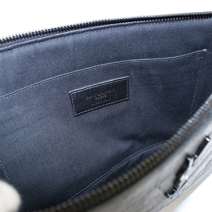 SAINT LAURENT 453249 Clutch bag leather/Croco embossed black unisex