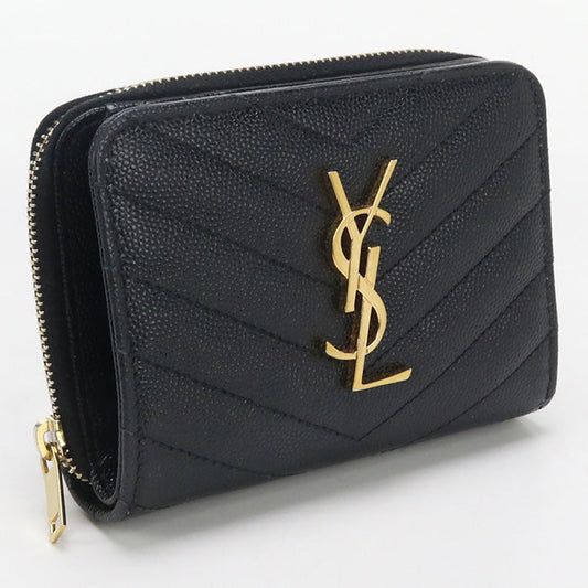 SAINT LAURENT  Zip around Monogram Bi-fold wallet with coin purse black Women