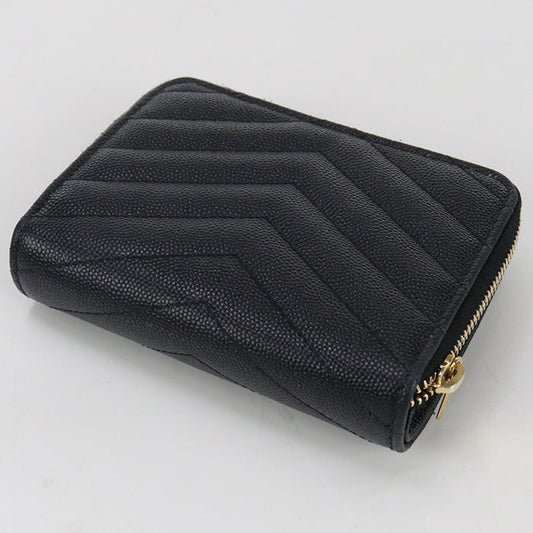 SAINT LAURENT  Zip around Monogram Bi-fold wallet with coin purse black Women