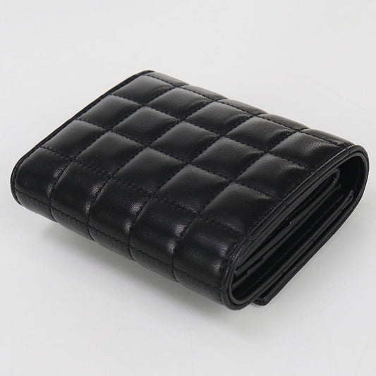 SAINT LAURENT 800763 AABVP1000 Tri-fold wallets Cassandra Carre flap wallet lambskin black Women