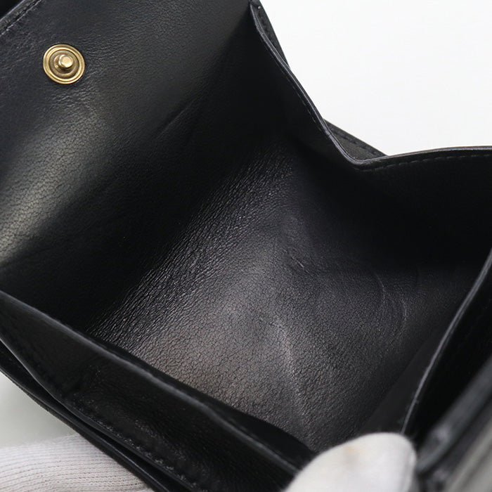SAINT LAURENT 800763 AABVP1000 Tri-fold wallets Cassandra Carre flap wallet lambskin black Women