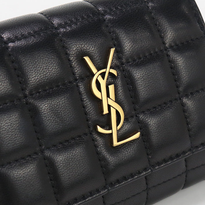 SAINT LAURENT 800763 AABVP1000 Tri-fold wallets Cassandra Carre flap wallet lambskin black Women
