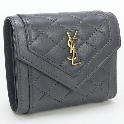 SAINT LAURENT 712688 Multi-fold Gabby Three fold wallet leather gray Women