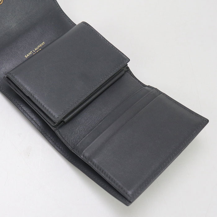 SAINT LAURENT 712688 Multi-fold Gabby Three fold wallet leather gray Women