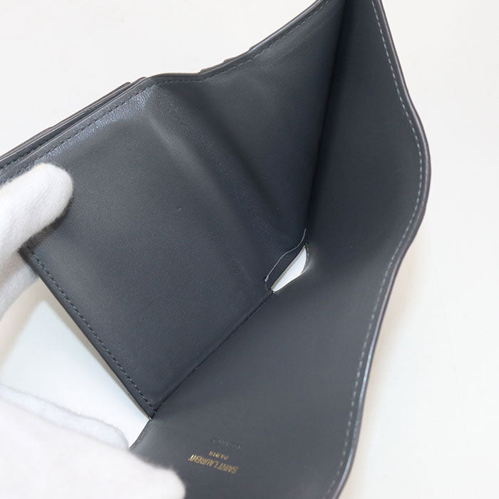 SAINT LAURENT 712688 Multi-fold Gabby Three fold wallet leather gray Women