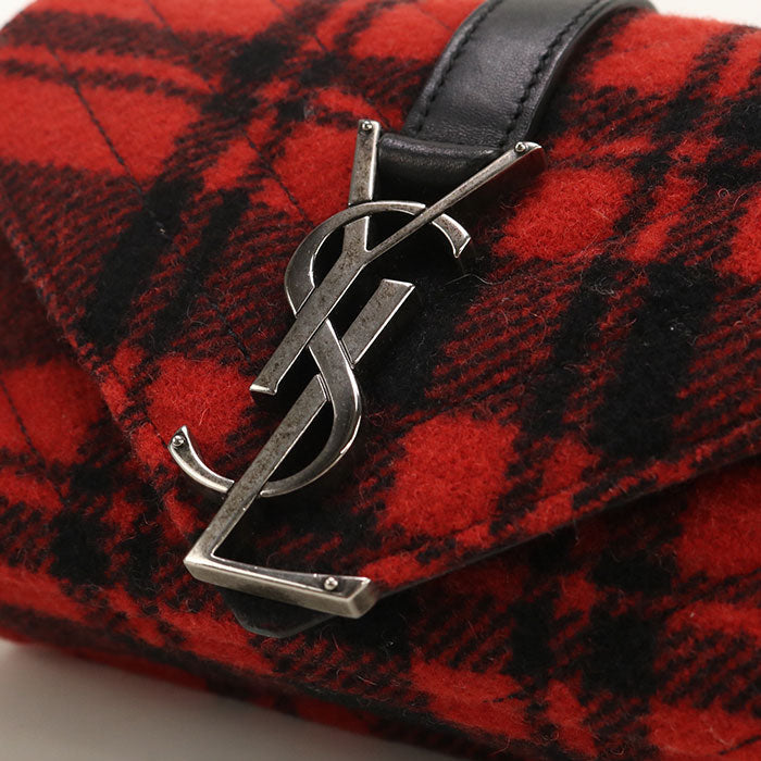 SAINT LAURENT 399289 Shoulder Bag Checked ChainShoulder Bag wool,leather Red Women