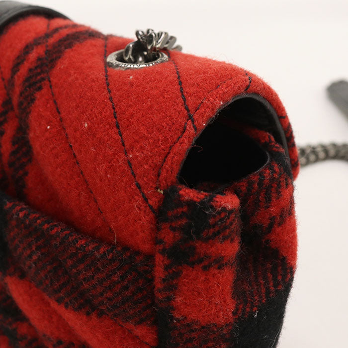 SAINT LAURENT 399289 Shoulder Bag Checked ChainShoulder Bag wool,leather Red Women