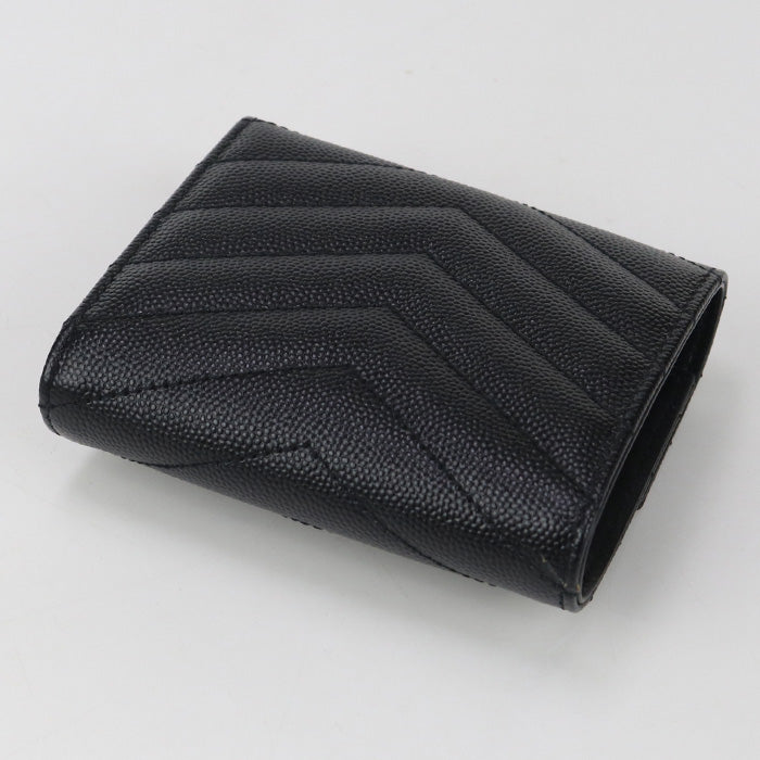 SAINT LAURENT 692061 Multifold Monogram Three fold wallet Calfskin black Women