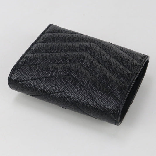 SAINT LAURENT 692061 Multifold Monogram Three fold wallet Calfskin black Women