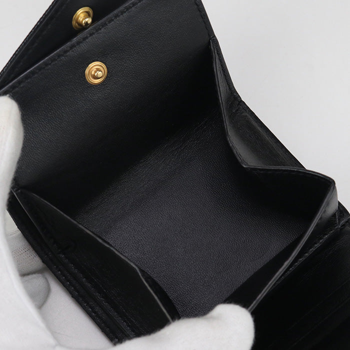 SAINT LAURENT 692061 Multifold Monogram Three fold wallet Calfskin black Women