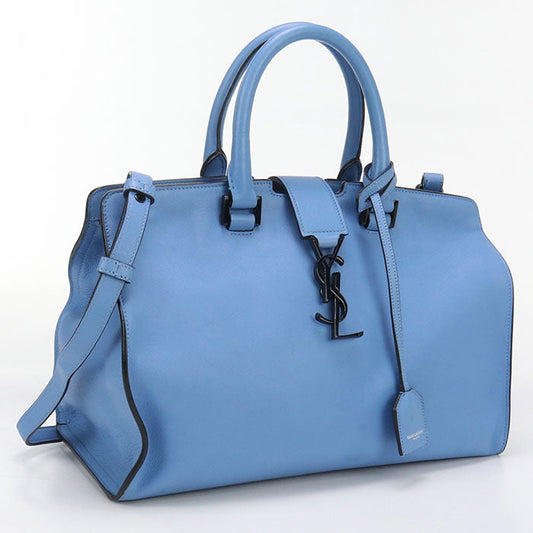 SAINT LAURENT 424868 2WAY Baby mosquito bus Handbag leather blue