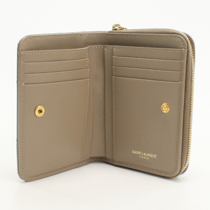SAINT LAURENT 403723 Compact zip Cassandra Folded wallet leather beige Women