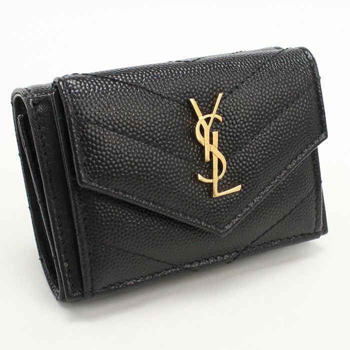 SAINT LAURENT 602791 Tri-fold wallet Three fold wallet leather black Women