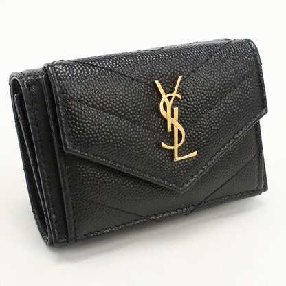 SAINT LAURENT 602791 Tri-fold wallet Three fold wallet leather black Women