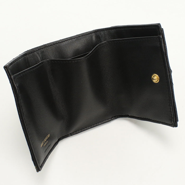 SAINT LAURENT 602791 Tri-fold wallet Three fold wallet leather black Women