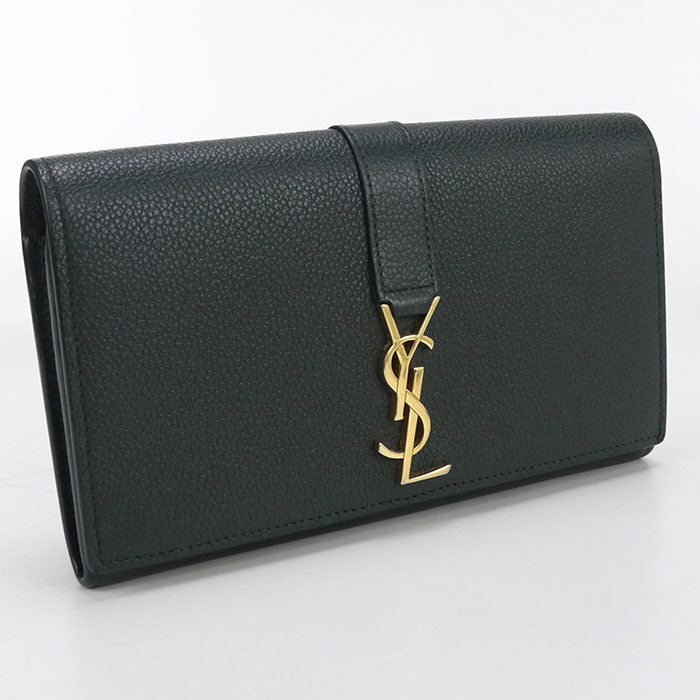 SAINT LAURENT 414567 Large flap wallet Purse folio leather green Women