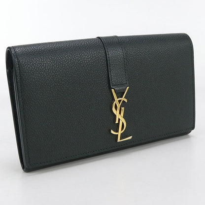 SAINT LAURENT 414567 Large flap wallet Purse folio leather green Women