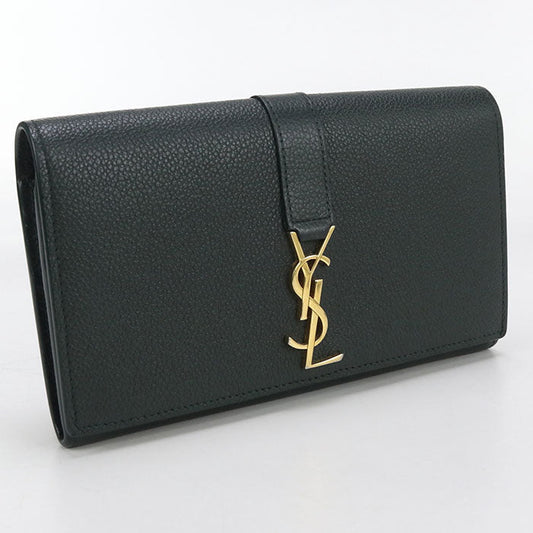 SAINT LAURENT 414567 Large flap wallet Purse folio leather green Women