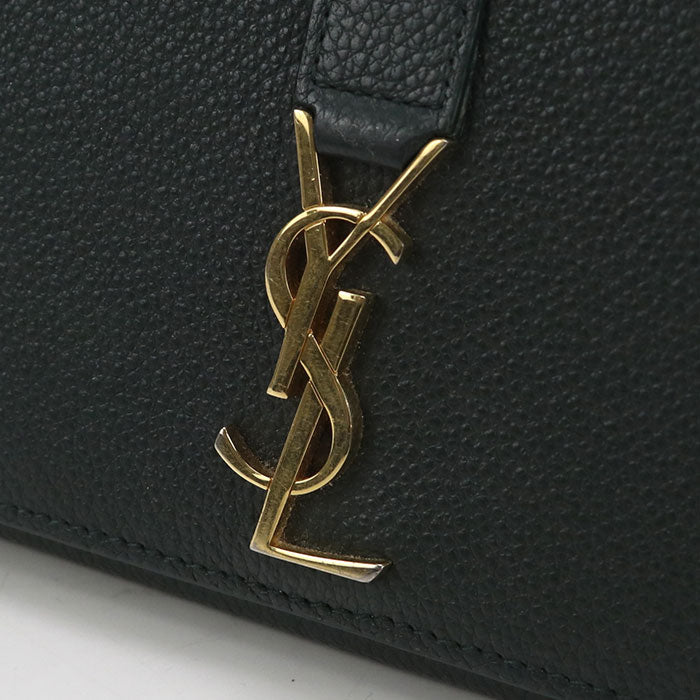 SAINT LAURENT 414567 Large flap wallet Purse folio leather green Women