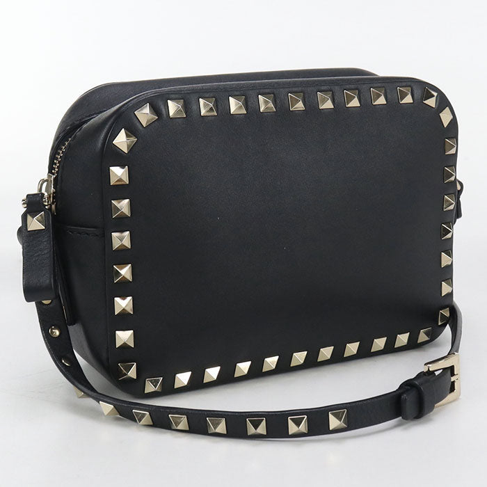 Valentino Rock studs Diagonal shoulder bag Calfskin black Women