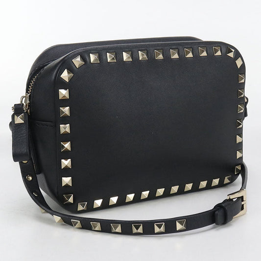 Valentino Rock studs Diagonal shoulder bag Calfskin black Women