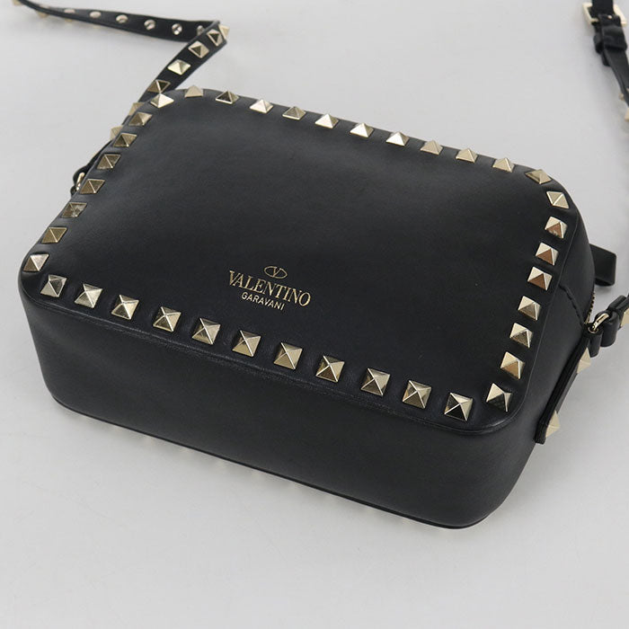 Valentino Rock studs Diagonal shoulder bag Calfskin black Women