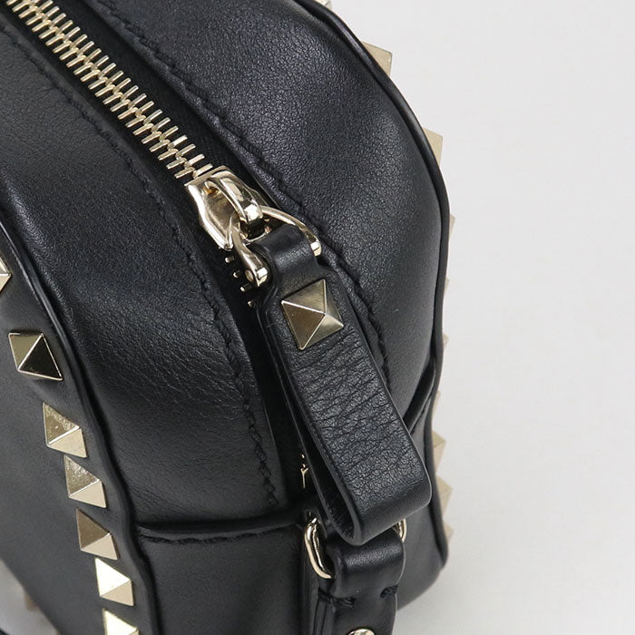 Valentino Rock studs Diagonal shoulder bag Calfskin black Women