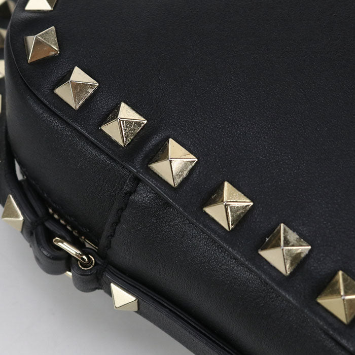Valentino Rock studs Diagonal shoulder bag Calfskin black Women