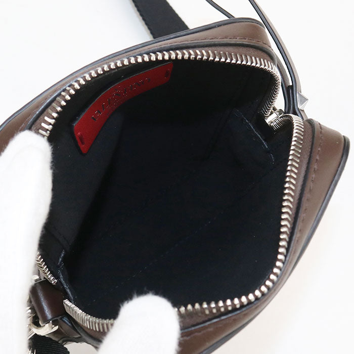 Valentino VLTN Diagonal shoulder bag Calfskin Brown mens