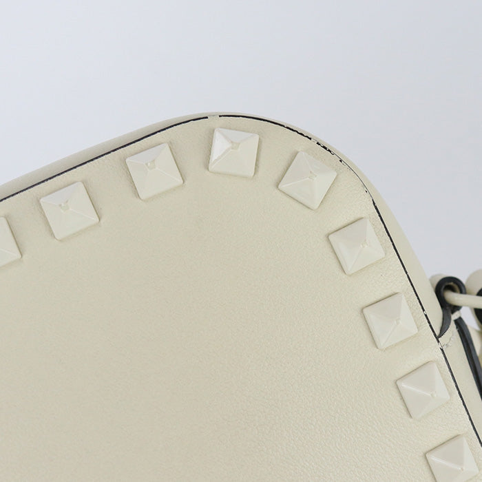 VALENTINO Small Shoulder Bag Rock studs Diagonal Calfskin white Women