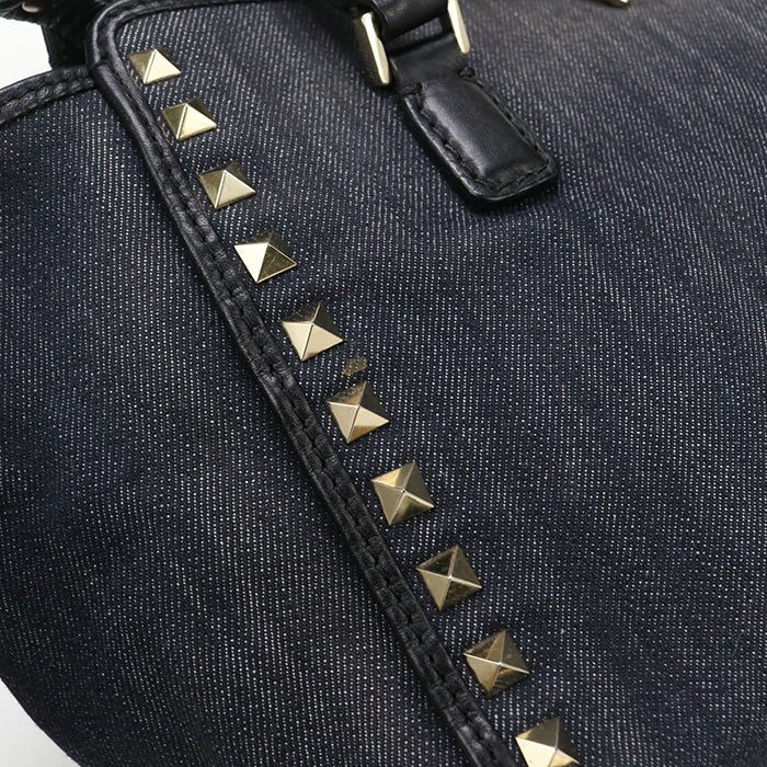 Valentino 2WAYTote Bag shoulder bag Rock studs denim black Women
