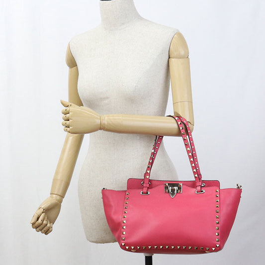 Valentino 2WAY Rock studs Tote Bag leather pink Women