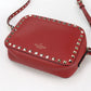 Valentino Rock studs Diagonal shoulder bag leather Red Women