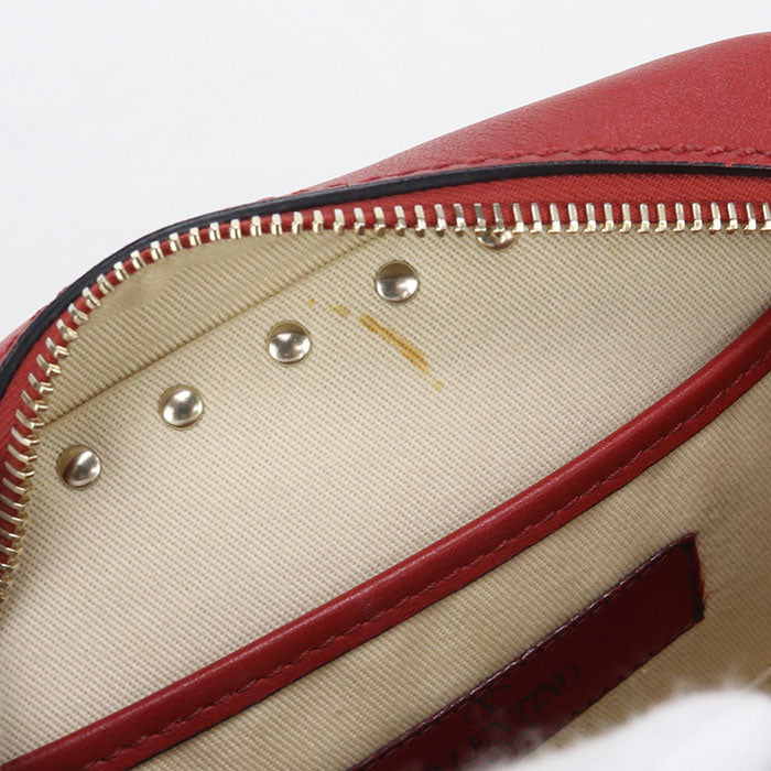 Valentino Rock studs Diagonal shoulder bag leather Red Women