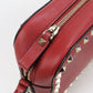Valentino Rock studs Diagonal shoulder bag leather Red Women