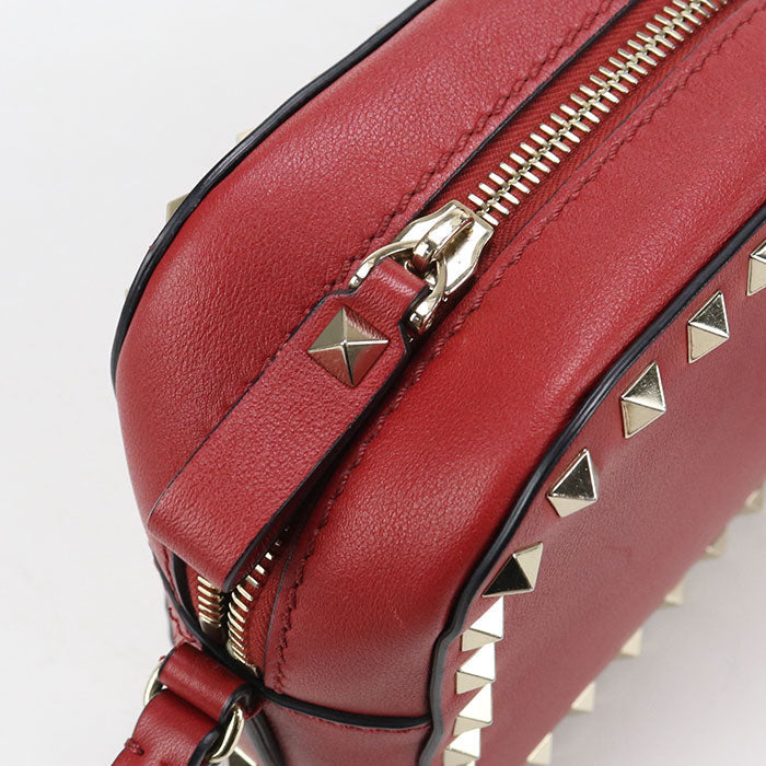 Valentino Rock studs Diagonal shoulder bag leather Red Women