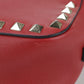 Valentino Rock studs Diagonal shoulder bag leather Red Women